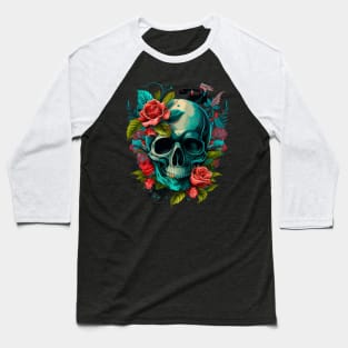 Flower skull Baseball T-Shirt